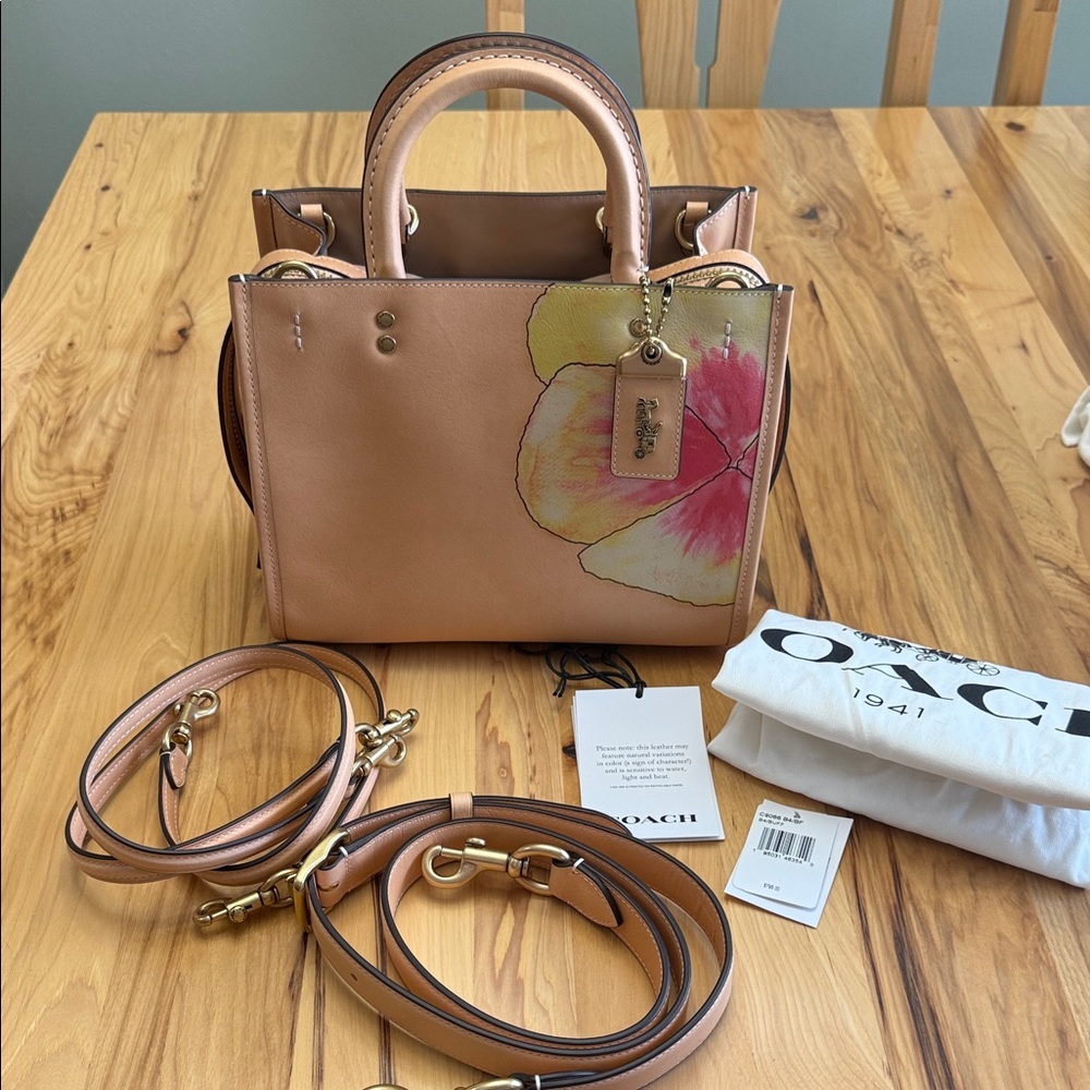 Coach X Kōki, Rogue Bag 25 In Original Natural Leather With Pansy NWT